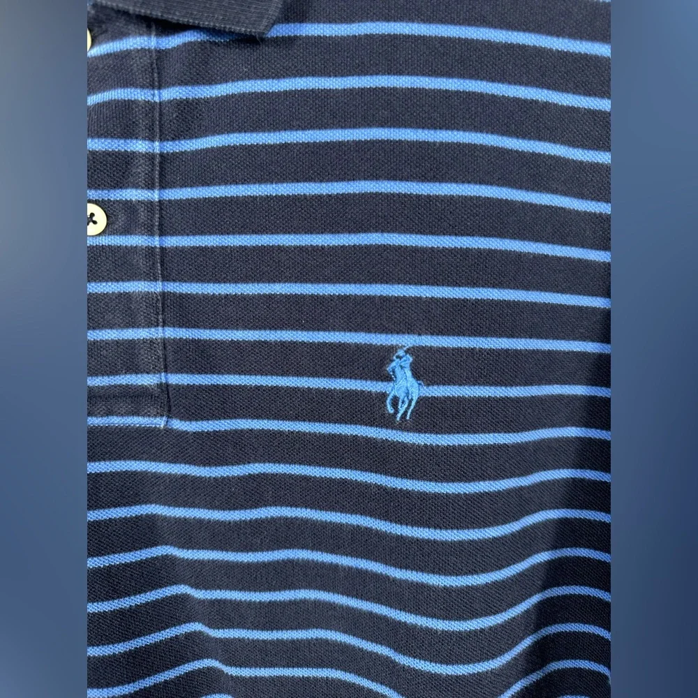 Polo Ralph Lauren Striped Polo Shirt Men’s XL Navy Blue Short Sleeve Classic Fit